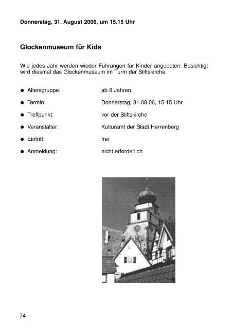 Sommerferienprogramm 2006 der Stadt Herrenberg