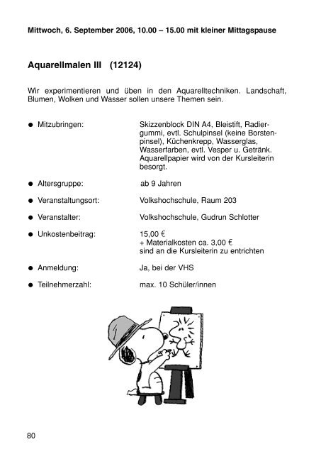 Sommerferienprogramm 2006 der Stadt Herrenberg