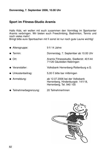 Sommerferienprogramm 2006 der Stadt Herrenberg