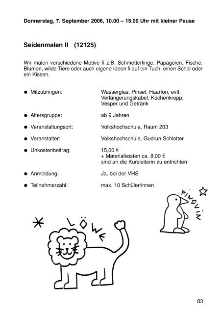 Sommerferienprogramm 2006 der Stadt Herrenberg