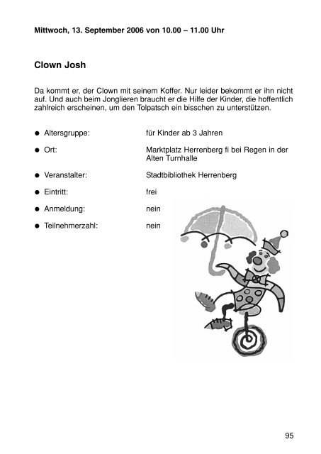 Sommerferienprogramm 2006 der Stadt Herrenberg