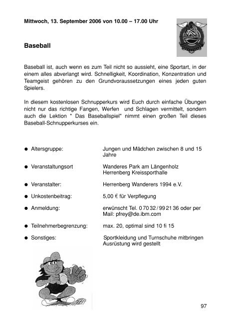 Sommerferienprogramm 2006 der Stadt Herrenberg