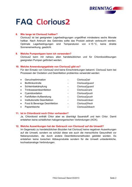 FAQ Clorious2 - BRENNTAG GmbH