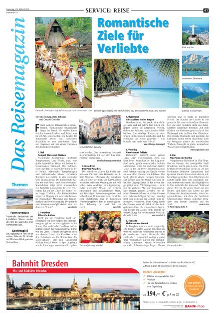 Das Reisemagazin: 23. MÃ¤rz 2013 - Recklinghaeuser Zeitung
