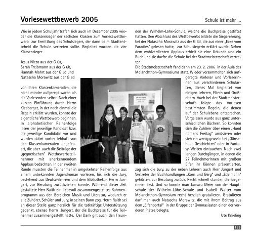 JAHRESBERICHT 2005 / 2006 - Wilhelm-Löhe-Schule