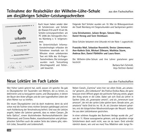 JAHRESBERICHT 2005 / 2006 - Wilhelm-Löhe-Schule