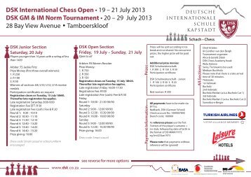 DSK International Chess Open • 19 – 21 July 2013 DSK GM & IM ...