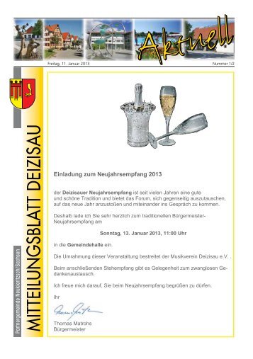 Gemeindemitteilungsblatt vom 11.01.2013 - Gemeinde Deizisau