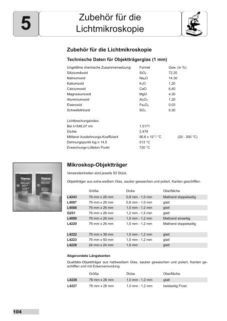 Zubehör für die Lichtmikroskopie