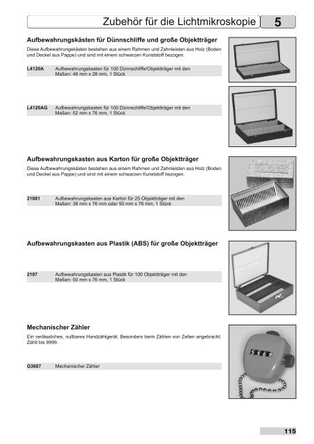 Zubehör für die Lichtmikroskopie