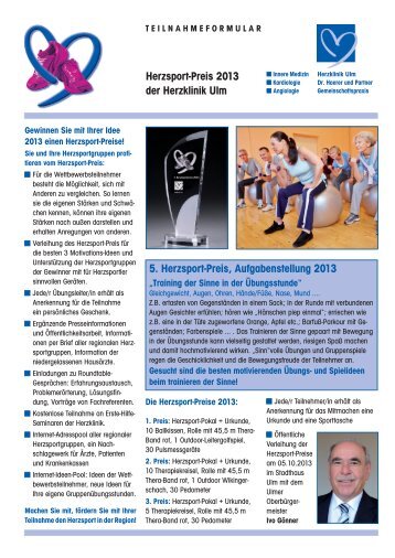 Herzsport-Preis 2013 der Herzklinik Ulm 5. Herzsport-Preis ...