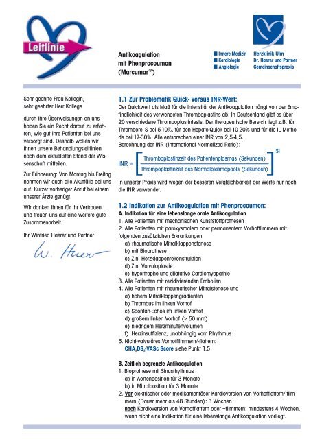 Marcumar 3 Mg Dosierung