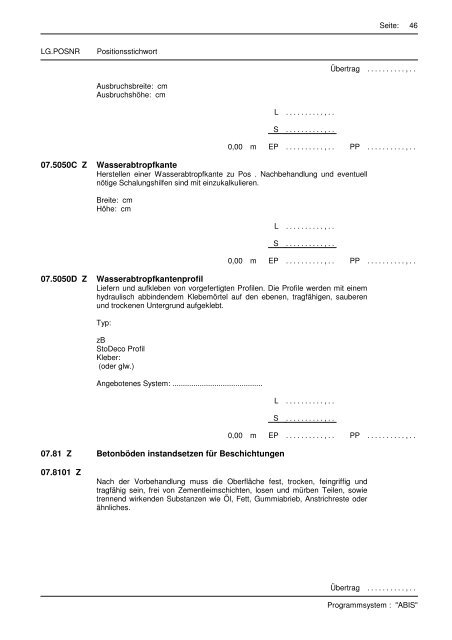 Sto Leistungsbeschreibung Leistungsgruppe 07