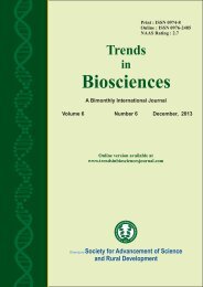 TRENDS IN BIOSCIENCES JOURNAL 6-6 DECEMBER 2013 EDITION