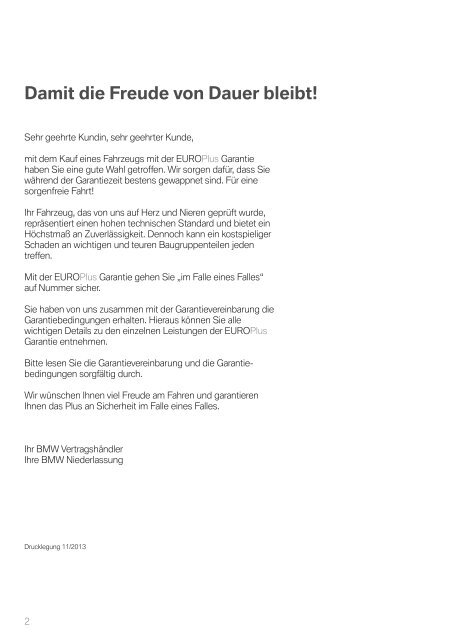 BMW EUROPlus Garantiebedingungen (PDF - 1,0 MB)