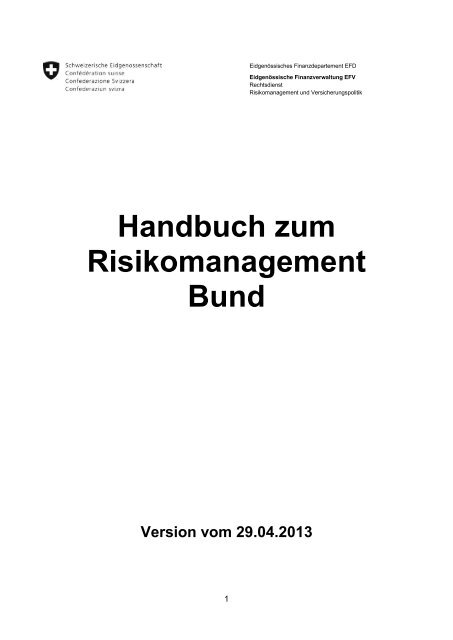 Handbuch Zum Risikomanagement Bund Eidgenössische - 