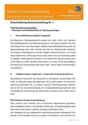 Entschließung (1) Personal - Bayerische Finanzgewerkschaft