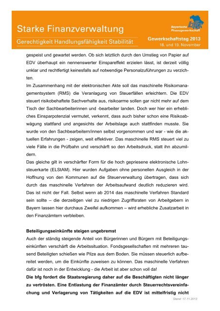 Entschließung (1) Personal - Bayerische Finanzgewerkschaft