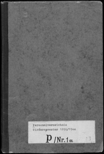 Personalverzeichnis Wintersemenster 1899/1900