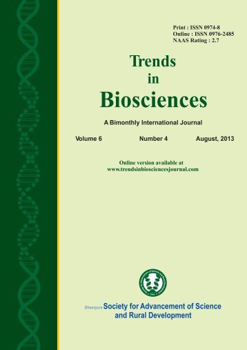 TRENDS IN BIOSCIENCES JOURNAL 6-4 AUGUST 2013 EDITION