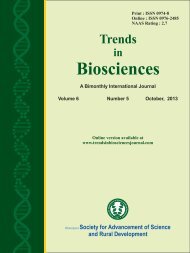 TRENDS IN BIOSCIENCES JOURNAL 6-5 OCTOBER 2013 EDITION