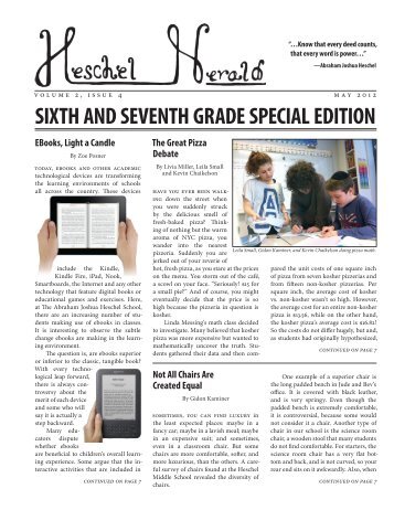 SixTH AND SEvENTH GrADE SPECiAL EDiTioN - The Heschel ...