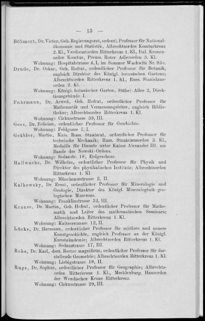 Personalverzeichnis Wintersemester 1900/01