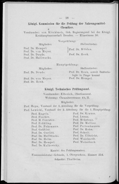 Personalverzeichnis Wintersemester 1900/01