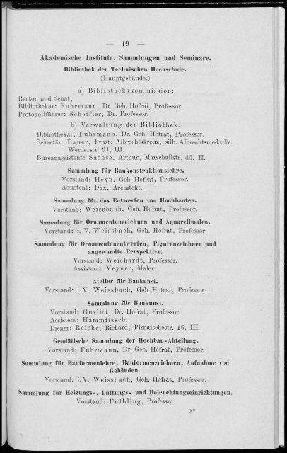 Personalverzeichnis Wintersemester 1900/01