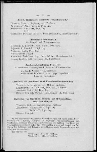 Personalverzeichnis Wintersemester 1900/01