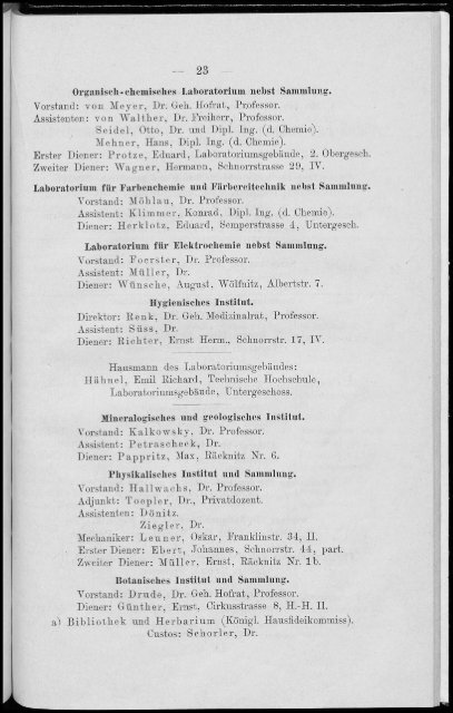 Personalverzeichnis Wintersemester 1900/01