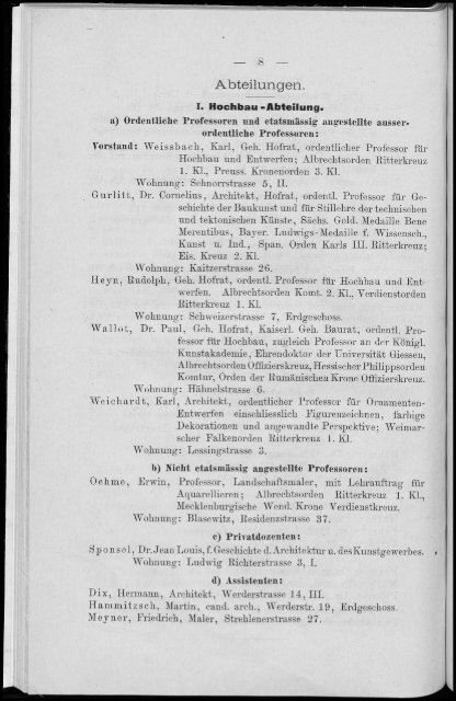 Personalverzeichnis Wintersemester 1900/01