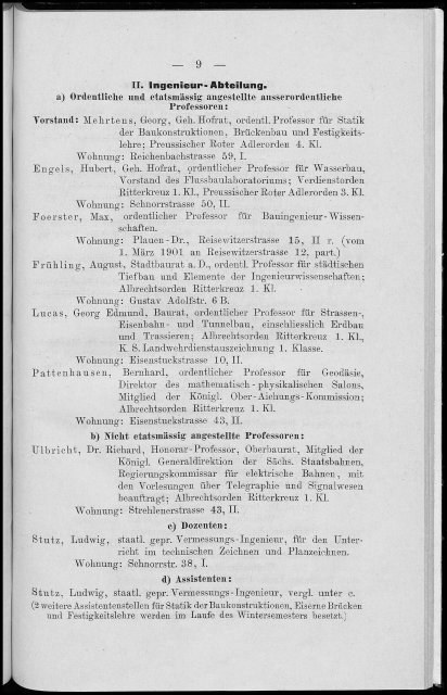 Personalverzeichnis Wintersemester 1900/01