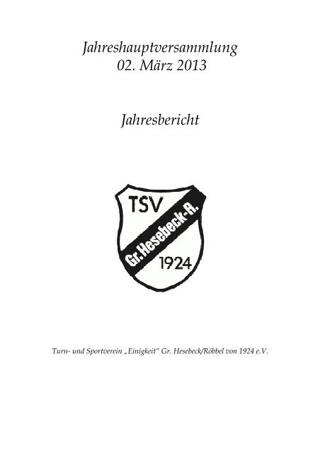 Jahresberichtsheft 2012 - TSV Gross Hesebeck-Röbbel 1924