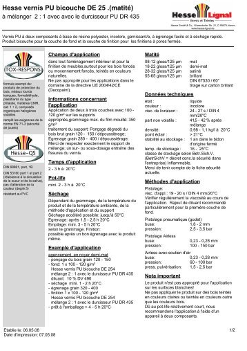 Hesse vernis PU bicouche DE 25 .(matitÃ©) - Hesse Lignal