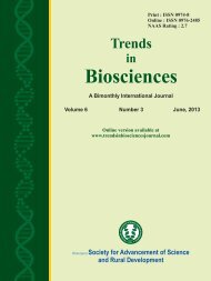 TRENDS IN BIOSCIENCES JOURNAL 6-3 AUGUST 2013 EDITION
