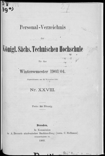 Personalverzeichnis Wintersemester 1903/04