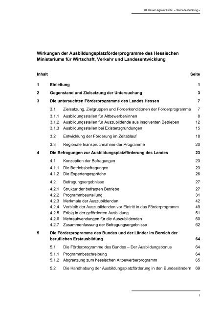 Wirkungen der AusbildungsplatzfÃ¶rderprogramme des Hessischen ...