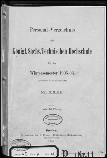 Personalverzeichnis Wintersemester 1905/06