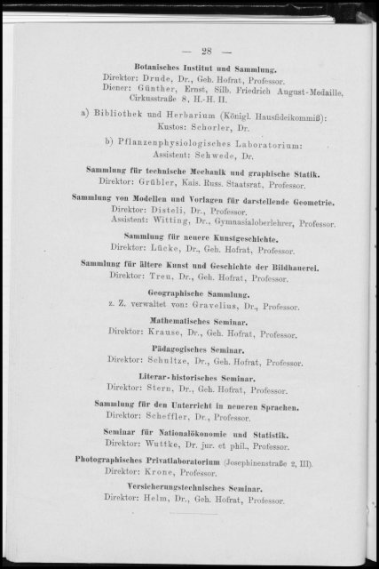 Personalverzeichnis Wintersemester 1905/06
