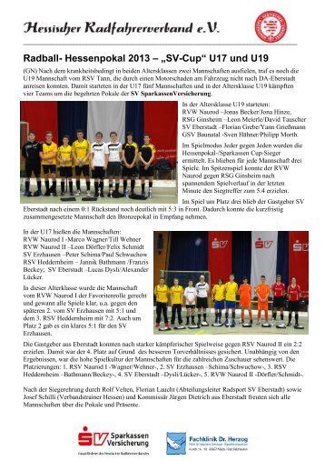 Radball- Hessenpokal 2013 â âSV-Cupâ U17 und U19