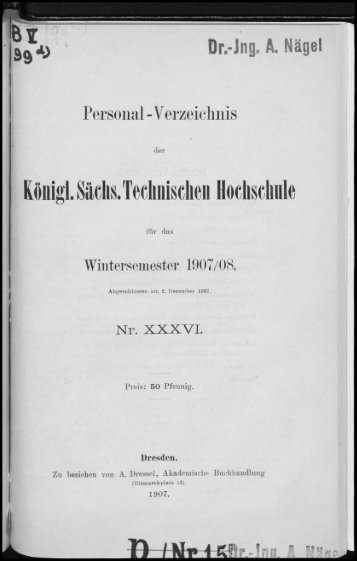 Personalverzeichnis Wintersemester 1907/08