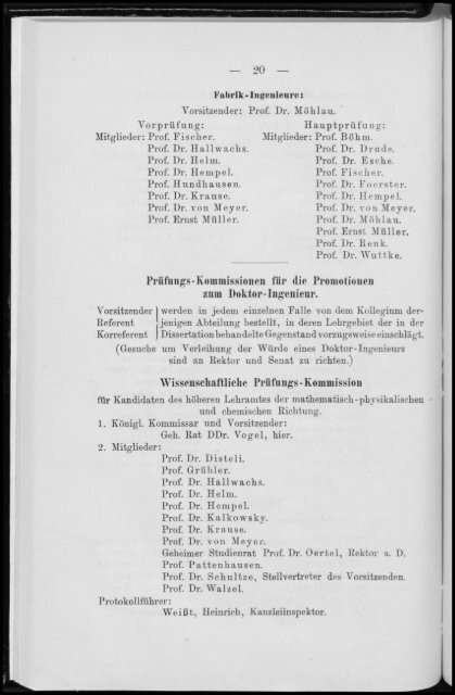 Personalverzeichnis Wintersemester 1907/08