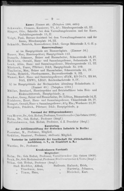 Personalverzeichnis Sommersemster 1908