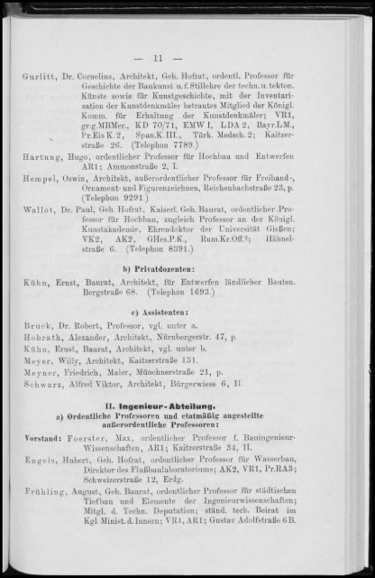 Personalverzeichnis Sommersemster 1908