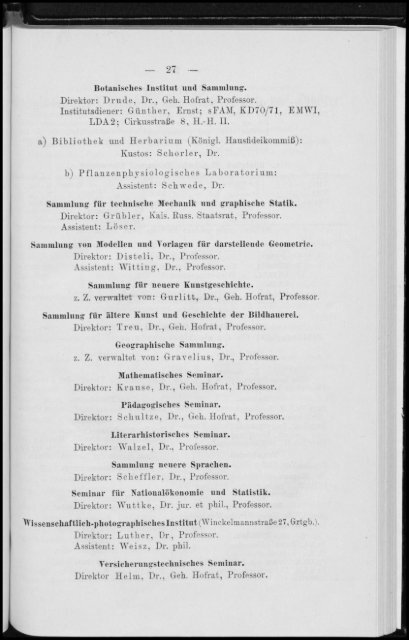 Personalverzeichnis Sommersemster 1908