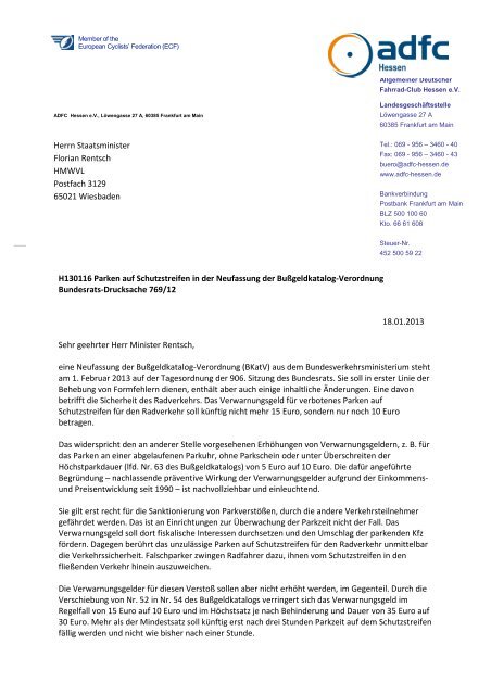 Diesen Brief als PDF herunterladen - ADFC Hessen