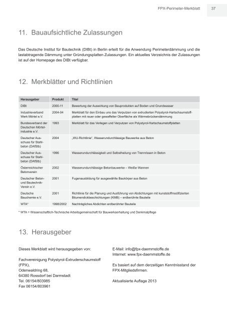 FPX-Merkblatt Perimeterdämmung: Pdf-Download - ENEV-Online.de