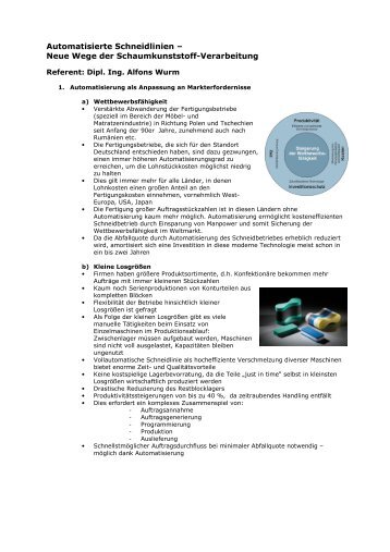 Automatisierte Schneidlinien – Neue Wege der Schaumkunststoff ...