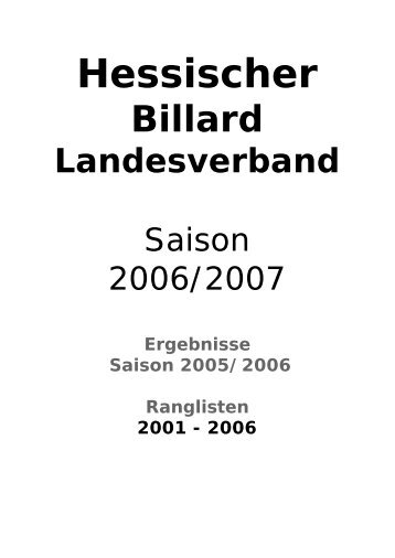 Ranglisten 2005/2006 - Hessischen Billard Landesverbandes